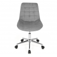 Chaise de bureau MADY en velours gris clair à roulettes