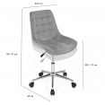 Chaise de bureau MADY en velours gris clair à roulettes