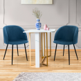 Lot de 2 chaises NINON en velours bleu pour salle à manger