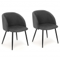Lot de 2 chaises NINON en velours gris foncé pour salle à manger
