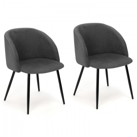 Lot de 2 chaises NINON en velours gris foncé pour salle à manger