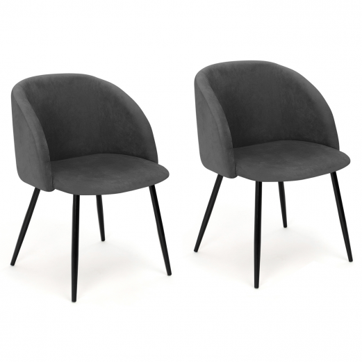 Lot de 2 chaises NINON en velours gris foncé pour salle à manger