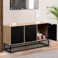 Buffet bas 3 portes noires BOSTON design industriel