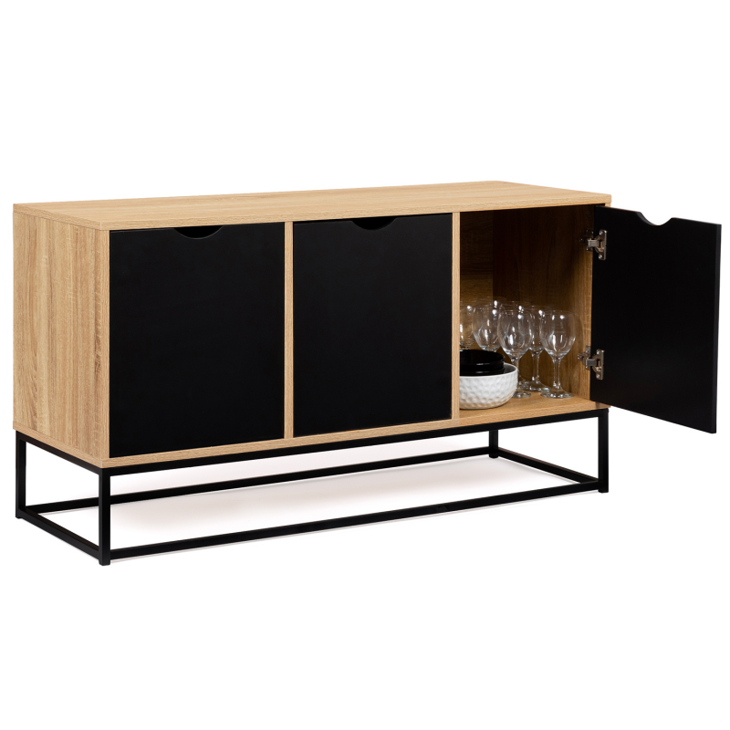 Buffet Bas Detroit 110cm Design Industriel - Placards Et Tiroirs En Bois Et Métal