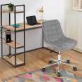 Chaise de bureau MADY en velours gris clair à roulettes