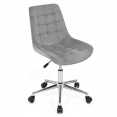 Chaise de bureau MADY en velours gris clair à roulettes