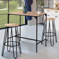 Lot de 2 tabourets de bar DUBLIN assise ronde design industriel