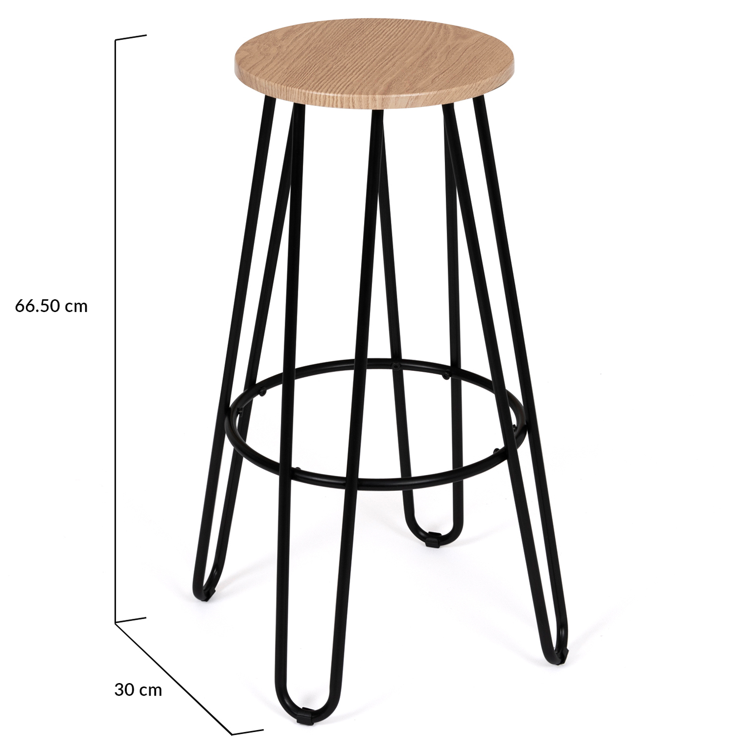 Tabouret Rond Tabourets de bar industriel rond métal et bois - Lot de 2 - DUBLIN | ID ...