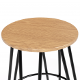 Lot de 2 tabourets de bar DUBLIN assise ronde design industriel