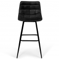 Lot de 4 tabourets de bar MADY en velours noir