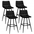 Lot de 4 tabourets de bar MADY en velours noir