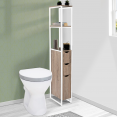 Meuble WC 3 portes design industriel avec étagères métal blanc