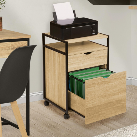 Caisson de bureau support imprimante DETROIT 2 tiroirs design industriel