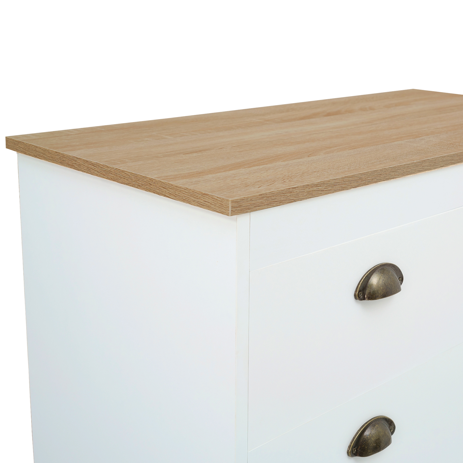 Console 2 Tiroirs Campagne ISIS - Bois Et Blanc - 100x35x75cm - Meuble Entrée/Salon