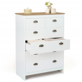 Commode 6 tiroirs vintage ISIS bois et blanc