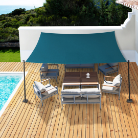 Voile d'ombrage rectangulaire 4x6 M bleu canard Voile d'ombrage rectangulaire 4x6 M bleu canard