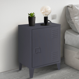 Table de chevet ESTER en bois et métal gris foncé
