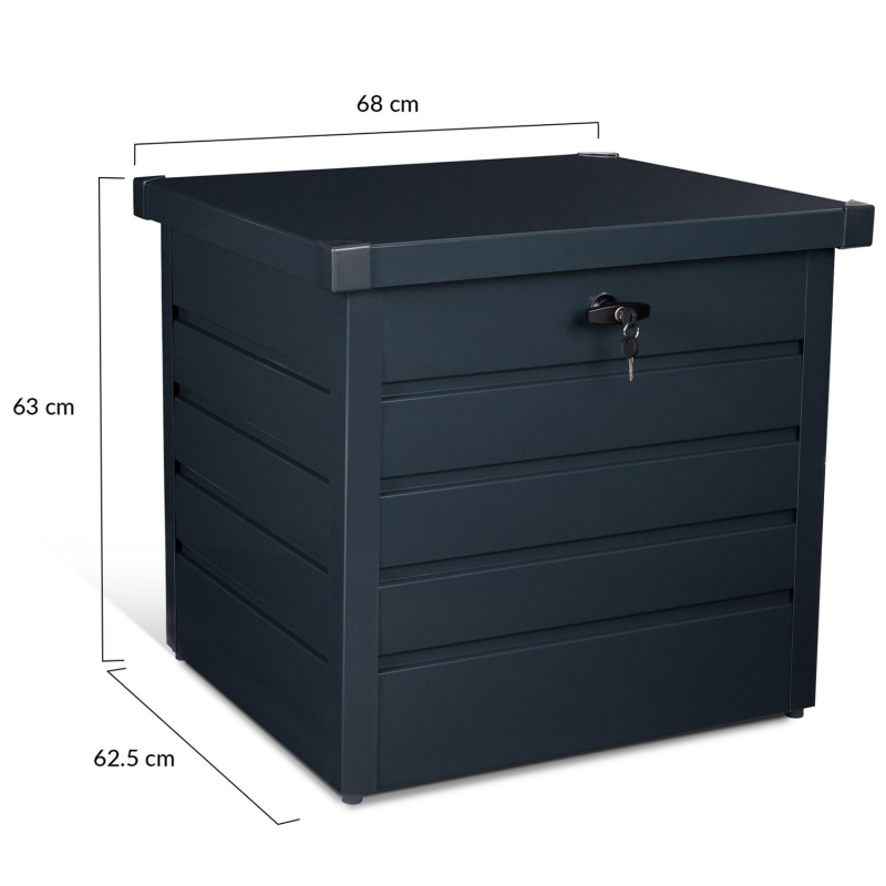 Coffre de Rangement Extérieur 165 x 70 cm 600 Litres en Acier Galvanisé  Gris Clair Idéal