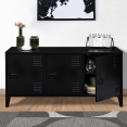 Buffet bas ESTER 3 portes métal noir design industriel 113 cm