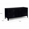 Buffet bas ESTER 3 portes métal noir design industriel 113 cm