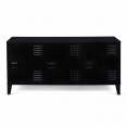 Buffet bas ESTER 3 portes métal noir design industriel 113 cm