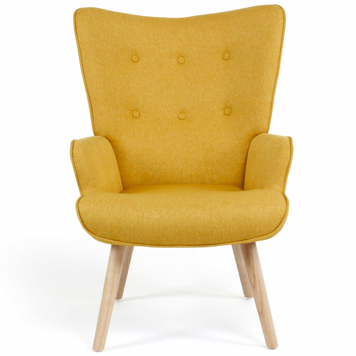 Fauteuil scandinave Ivar en tissu jaune Fauteuil scandinave Ivar en tissu jaune