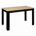 Table à manger ROZY 4 personnes noire plateau façon hêtre 110 cm
