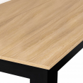 Table à manger ROZY 4 personnes noire plateau façon hêtre 110 cm