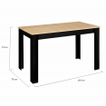 Table à manger ROZY 4 personnes noire plateau façon hêtre 110 cm