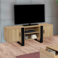 Meuble TV PHOENIX 2 portes bois et noir 140 cm