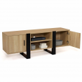 Meuble TV PHOENIX 2 portes bois et noir 140 cm