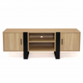 Meuble TV PHOENIX 2 portes bois et noir 140 cm