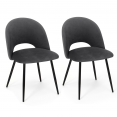 Lot de 2 chaises MADO en velours gris foncé pour salle à manger
