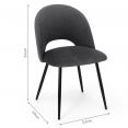 Lot de 2 chaises MADO en velours gris foncé pour salle à manger