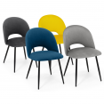Lot de 4 chaises MADO en velours mix color bleu, gris clair, gris foncé, jaune