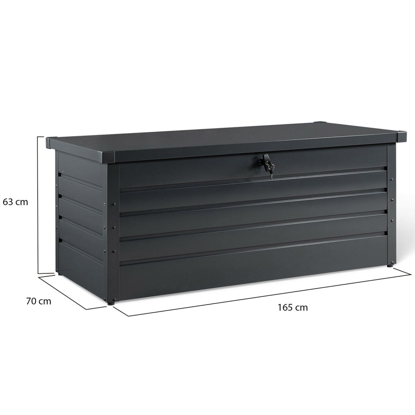 Coffre De Jardin Métal Gris Anthracite Verrouillable 200L | ID Market
