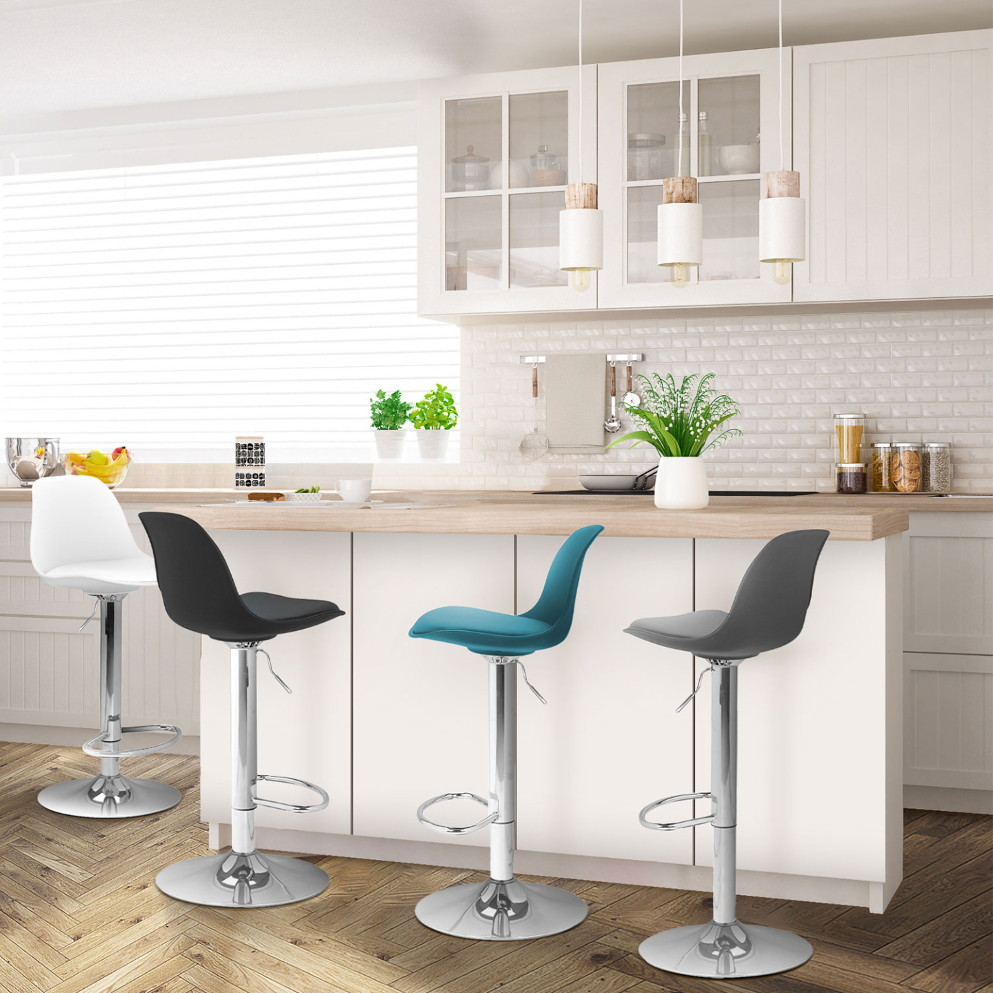 Tabourets de bar design mix couleurs réglables - Lot de 4 - KARL ...
