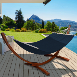 Hamac XL avec support bois et toile bleue marine Hamac XL avec support bois et toile bleue marine