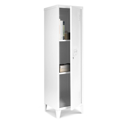 15282 - Armadietto industriale con porta in metallo bianco Armoire vestiaire ESTER porte métal blanc