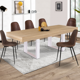 Table à manger PHOENIX 10 personnes bois et blanc 225 cm Table à manger PHOENIX 10 personnes bois et blanc 225 cm