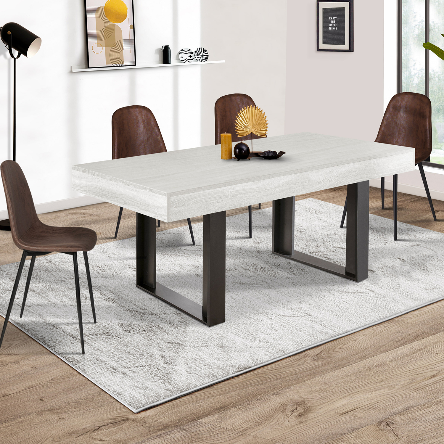 Table à manger bois gris 160 cm