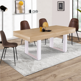 Table à manger PHOENIX 6 personnes bois et blanc 160 cm Table à manger PHOENIX 6 personnes bois et blanc 160 cm