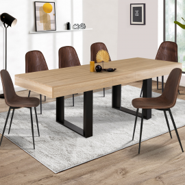 Table à manger extensible PHOENIX 6-10 personnes bois et noir 160-200 cm