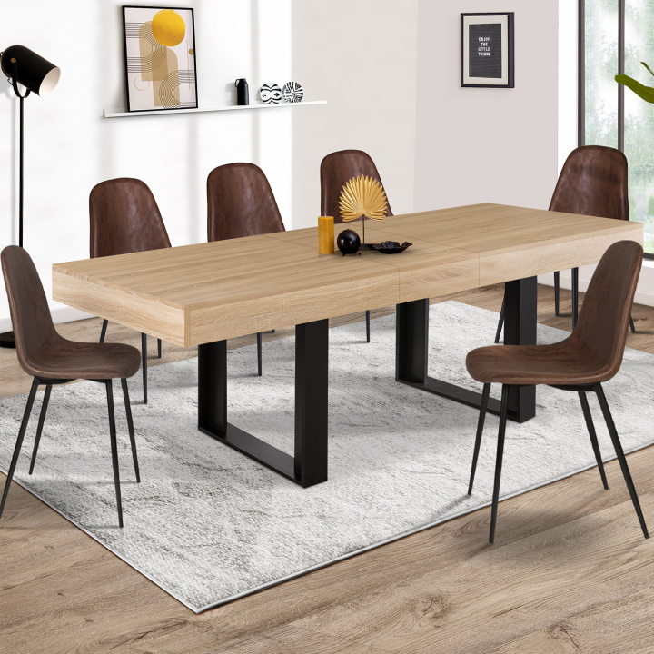 Zwarte uitschuifbare eettafel - 160-200 cm - PHOENIX | ID Market