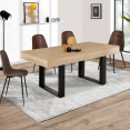 Table à manger extensible PHOENIX 6-10 personnes bois et noir 160-200 cm