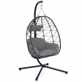 Fauteuil suspendu HUEVO pliable ajouré gris avec coussin gris