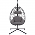 Fauteuil suspendu HUEVO pliable ajouré gris avec coussin gris