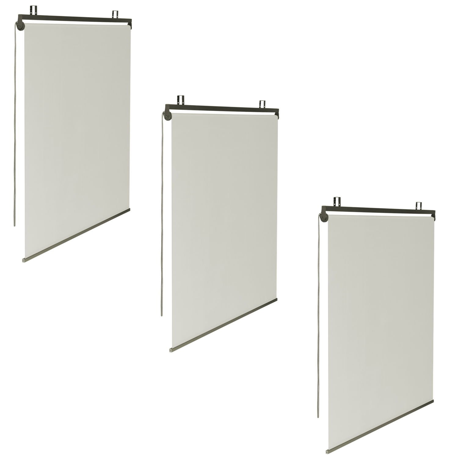 Lot de 3 stores enrouleurs écru pour pergola