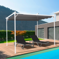 Pergola blanche édition spéciale 3x4 M toit rétractable et 4 stores gris anthracite