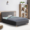 Lit coffre double scandinave LULEA 140x190cm tissu gris antharcite